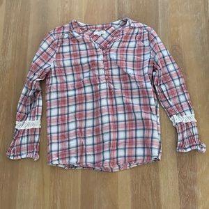 Pink Plaid Long Sleeve Top